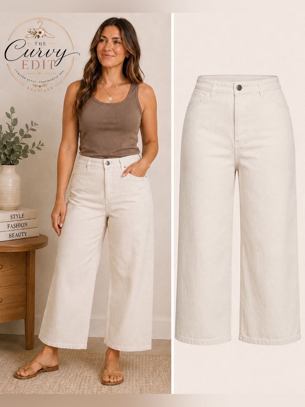 Universal Thread Cream Wide Leg Ankle Pants Size 16 High Rise Neutral Minimalist